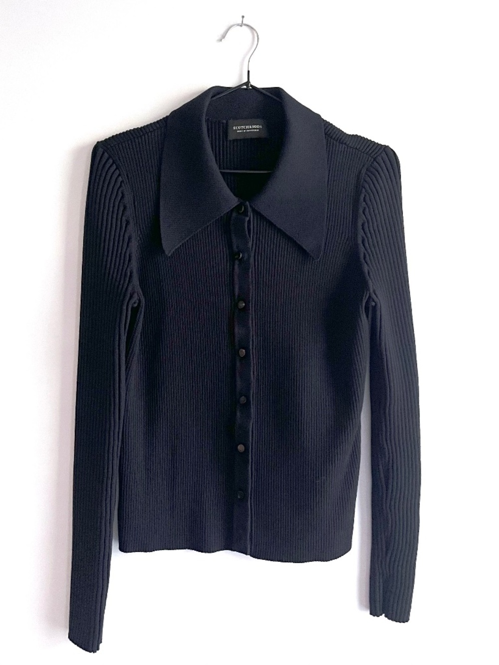 Scotch & Soda pointed collar knit cardigan top - Navy XL